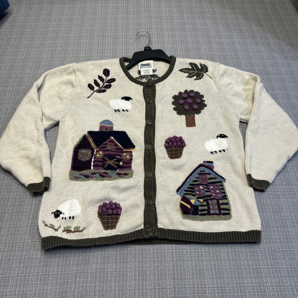 Vintage Northern Reflections Cottagecore Farmhouse Sweater Medium Sheep